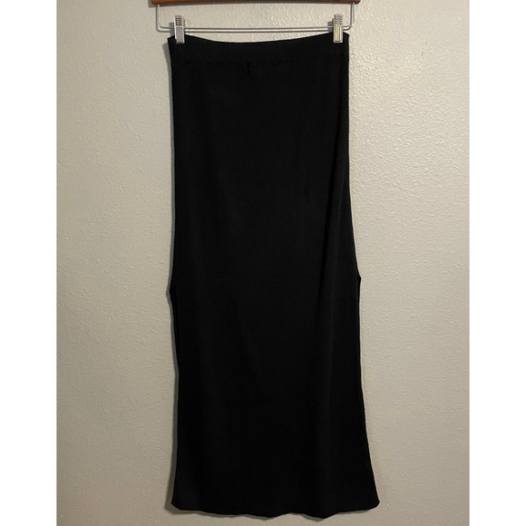 Free People Beach Womens Encinitas Ribbed Sweater Skirt Black Side Slit Medium - Picture 3 of 8